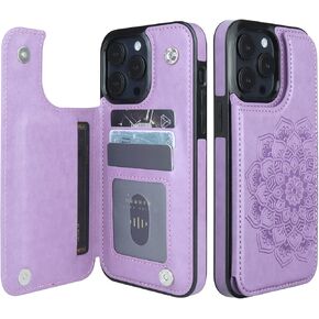 حافظة Nvollnoe لهاتف iPhone 13 مع حامل للبطاقات، حافظة شديدة التحمل من الجلد الفاخر RFID مانعة للصدمات، فتحة بطاقة ائتمان نحيفة، حافظة محفظة لهاتف iPhone 13 للنساء والفتيات (زهور النعناع)
