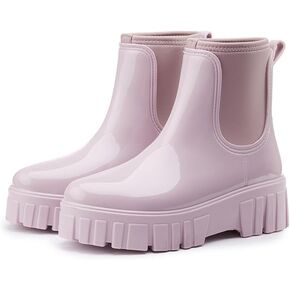 Gets Womens Rain Boots, Waterproof Platform Rubber Chelsea Rainboots, Comfortable Short Shoes Ankle Garden Boots for Outdoor Work