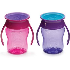 Wow Cup for Baby 360 Sippy Cup, 7 oz, 2 Pack (Blue/Green)