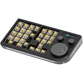 Megalodon 30% Designer Keyboard/Macro Pad QMK/VIA Compatiable with USB Hub Function/30 Keys with Numpad and Knob(Black)