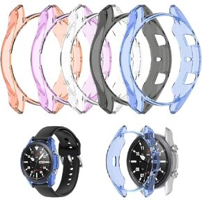 5 Pack Case for Samsung Galaxy Watch 3 45mm, Shock-Proof Soft TPU Protector Slim Cover All-Around Scratch Translucent Protective Bumper Frame for Galaxy Watch 3 45mm Accessories(45mm)