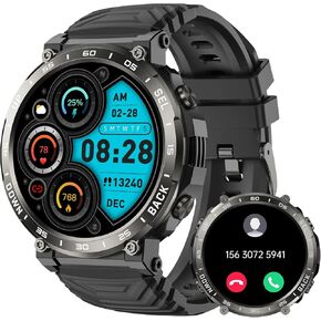 Smart Watch for Men Fitness Tracker: Military Smart Watches for Men Running Digital Mens Watches Make/Answer Call Waterproof Smartwatch Android Phones iPhone Samsung Compatible Heart Rate Monitor