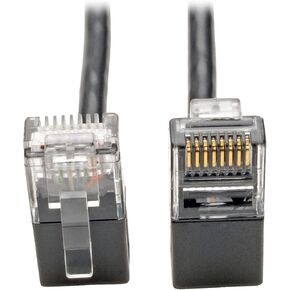 TRIPP LITE Cat6 Gigabit Patch Cable Snagless Right-Angle Utp Slim, 2', Black (N201-SR2-BK)