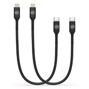 GALVANOX Short iPhone Charging Cable (2 Pack) Apple MFi Certified USB C to Lightning 1ft Braided Charger Cords Compatible with iPhone 11/12/13/14 Pro Max (Black)