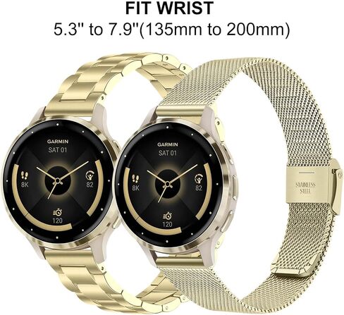 TRUMiRR Band Sets for Venu 3S (41mm) Women Smart Watch, Solid Stainless Steel Metal + Mesh Watchband for Garmin Garmin Venu 3S / Venu 2S / Forerunner 265S / Vivomove 3S in Saudi Arabia