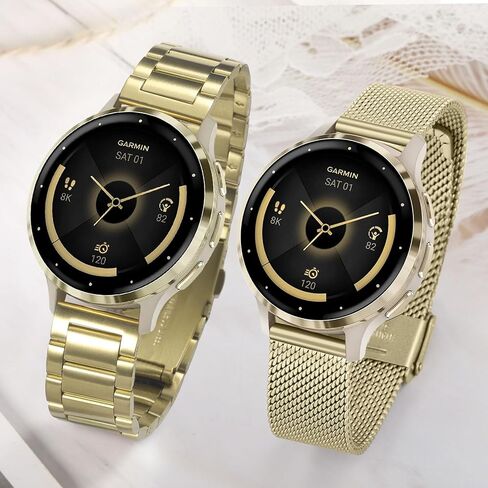 TRUMiRR Band Sets for Venu 3S (41mm) Women Smart Watch, Solid Stainless Steel Metal + Mesh Watchband for Garmin Garmin Venu 3S / Venu 2S / Forerunner 265S / Vivomove 3S in Saudi Arabia