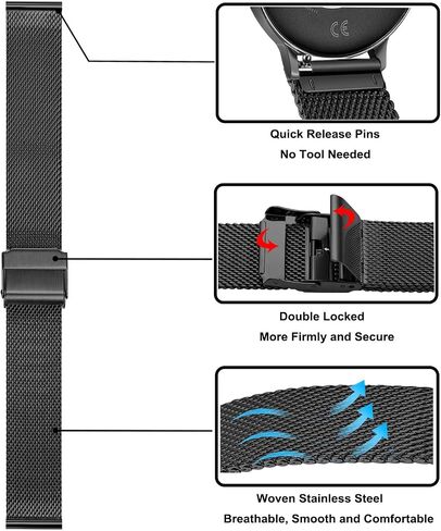 TRUMiRR Band Sets for Venu 3S (41mm) Women Smart Watch, Solid Stainless Steel Metal + Mesh Watchband for Garmin Garmin Venu 3S / Venu 2S / Forerunner 265S / Vivomove 3S in Saudi Arabia