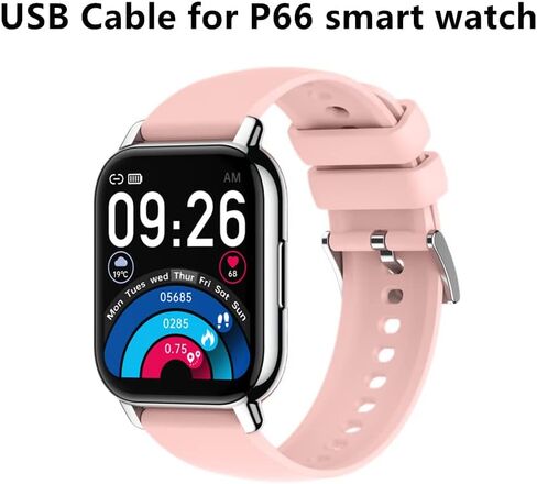 كابل USB للساعة الذكية Popglory P66، شاحن مغناطيسي 2 دبوس لساعة NiUFFiT P66 الذكية مقاس 1.85 بوصة in Kuwait