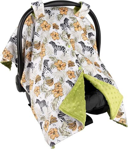 Top Tots Deluxe Minky Baby Car Seat Cover - Baby Giraffe, 40 x 29 Inch Blue Grey in Kuwait