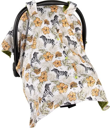 Top Tots Deluxe Minky Baby Car Seat Cover - Baby Giraffe, 40 x 29 Inch Blue Grey in Kuwait