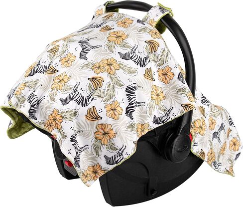 Top Tots Deluxe Minky Baby Car Seat Cover - Baby Giraffe, 40 x 29 Inch Blue Grey in Kuwait