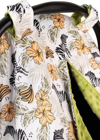 Top Tots Deluxe Minky Baby Car Seat Cover - Baby Giraffe, 40 x 29 Inch Blue Grey in Kuwait