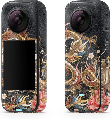 Glossy Glitter Skin Compatible with Insta360 X3 (2022) - Stitch Dragons - Premium 3M Vinyl Protective Wrap Decal Cover - Easy to Apply | Crafted in The USA by MightySkins in Saudi Arabia