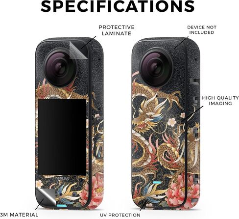 Glossy Glitter Skin Compatible with Insta360 X3 (2022) - Stitch Dragons - Premium 3M Vinyl Protective Wrap Decal Cover - Easy to Apply | Crafted in The USA by MightySkins in Saudi Arabia