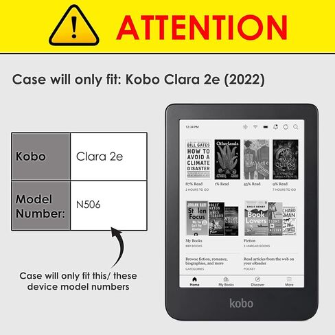 Cover for Kobo Clara 2E - Lightweight Kobo Clara 2E 2022 Case - Navy Blue - Smart Auto Sleep-Wake, Protective Kobo Clara 2E Case, Cover in Saudi Arabia