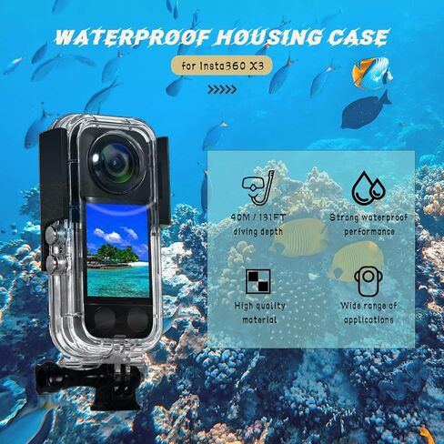 حافظة O'woda مقاومة للماء لجهاز Insta360 X3 - رفيق الغوص النهائي تحت الماء مع 12 فيلمًا مضادًا للضباب، مثالية للتصوير البانورامي بالكاميرا بدقة عالية تصل إلى 131 قدمًا (40 مترًا) in Kuwait