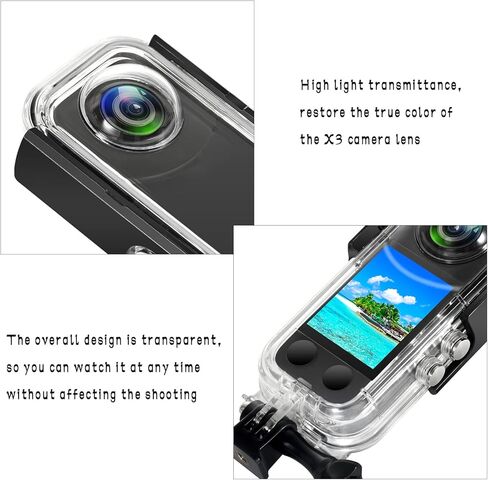 حافظة O'woda مقاومة للماء لجهاز Insta360 X3 - رفيق الغوص النهائي تحت الماء مع 12 فيلمًا مضادًا للضباب، مثالية للتصوير البانورامي بالكاميرا بدقة عالية تصل إلى 131 قدمًا (40 مترًا) in Kuwait