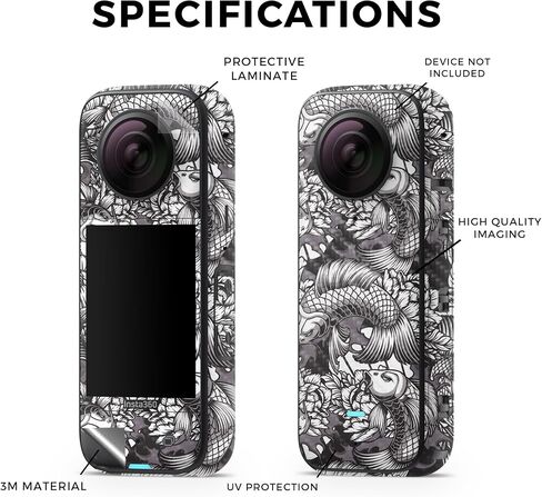 Glossy Glitter Skin Compatible with Insta360 X3 (2022) - Stitch Dragons - Premium 3M Vinyl Protective Wrap Decal Cover - Easy to Apply | Crafted in The USA by MightySkins in Saudi Arabia