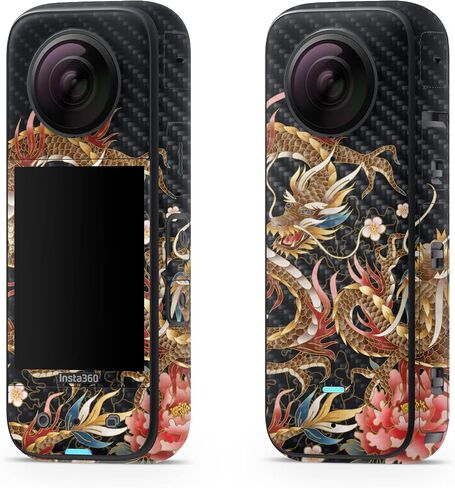 Glossy Glitter Skin Compatible with Insta360 X3 (2022) - Stitch Dragons - Premium 3M Vinyl Protective Wrap Decal Cover - Easy to Apply | Crafted in The USA by MightySkins in Saudi Arabia