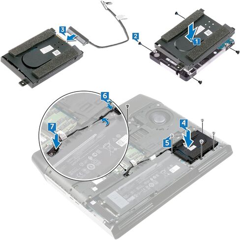 كابل القرص الصلب SATA 2K51N 02K51N مع حامل العلبة HDD 2.5 بوصة 0J8J5W J8J5W لاستبدال منطقة Dell Alienware 51M ALWA51M in Saudi Arabia