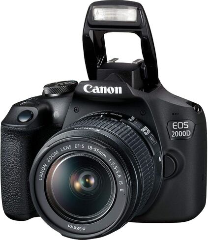 كاميرا Canon EOS 2000D (Rebel T7) DSLR مع عدسة EF-S 18-55mm f/3.5-5.6 is II + 64 جيجابايت SDXC، فلاش رقمي، بطارية بديلة ممتدة العمر، حقيبة أدوات مقاومة للماء والمزيد (حزمة 19 قطعة) (متجددة) in Saudi Arabia
