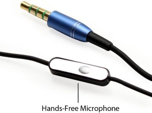 سماعات أذن GOgroove AudiOHM HF مزودة بميكروفون، وجهير عميق، وجل أذن مريح (أزرق) داخل الأذن تتميز بتصميم عازل للضوضاء، وغطاء محرك معدني متين، وملاءمة مريحة بزاوية in Kuwait