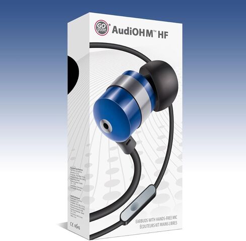 سماعات أذن GOgroove AudiOHM HF مزودة بميكروفون، وجهير عميق، وجل أذن مريح (أزرق) داخل الأذن تتميز بتصميم عازل للضوضاء، وغطاء محرك معدني متين، وملاءمة مريحة بزاوية in Kuwait