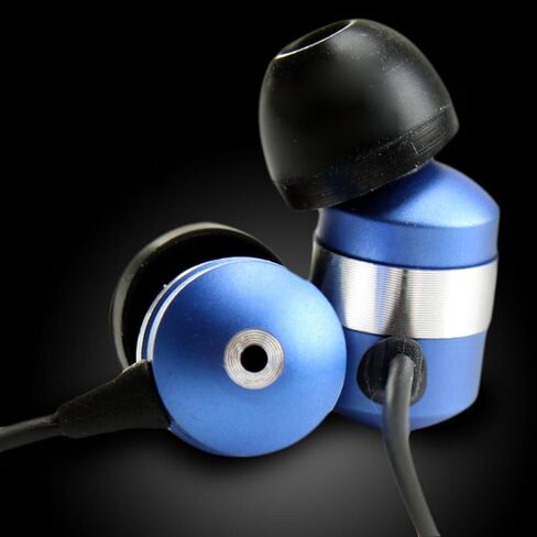 سماعات أذن GOgroove AudiOHM HF مزودة بميكروفون، وجهير عميق، وجل أذن مريح (أزرق) داخل الأذن تتميز بتصميم عازل للضوضاء، وغطاء محرك معدني متين، وملاءمة مريحة بزاوية in Kuwait