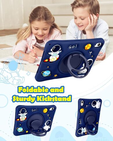 حافظة لجهاز iPad Mini 6 مقاس 8.3 بوصة للأولاد غطاء رائد فضاء لطيف Kawaii ثلاثي الأبعاد لرجال الفضاء الكرتونيين رائع مضحك مع حامل مقبض دوار + حزام من السيليكون الناعم لحافظات Apple iPad Mini الجيل السادس in Kuwait