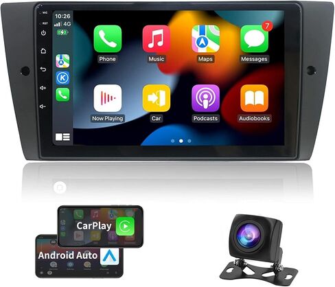 ستيريو راديو Android 12 لسيارة BMW 3 Series 328i 335i 325i 2005-2011(E90/E91/E92/E93)، وحدة رأس Bruynic 9 بوصة BMW E90 مع كاميرا احتياطية AHD، يدعم Carplay/Android Auto/النسخ المتطابق، BT 5.0 وWIFI in Saudi Arabia