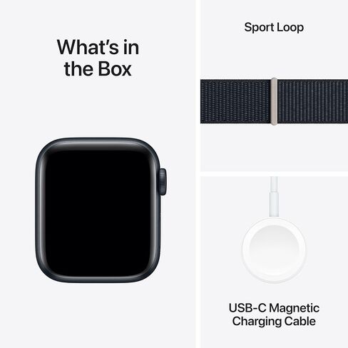 Apple Watch SE الجيل الثاني مقاس 40 ملم بنظام تحديد المواقع العالمي + هيكل من الألومنيوم لشبكة الهاتف الخلوي - حزام رياضي منتصف الليل (متجدد) in Saudi Arabia
