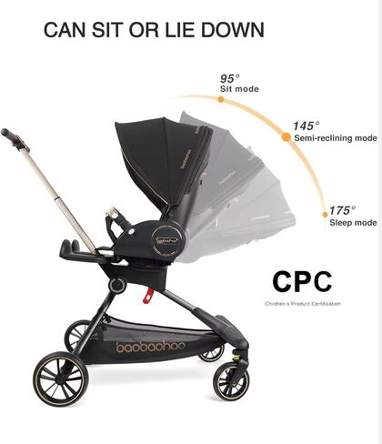 Baby Stroller,Lightweight Travel Strollers,High Landscape 360°Reverse,Adjustable Backrest,Foldable,UV Protection,5-Point Harness,Pram Stroller for Infant Newborn Toddler,Age 0-36month Black in Saudi Arabia