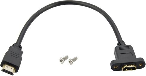 كابل تمديد HDMI للوحة Qaoquda، كابل تمديد HDMI عالي السرعة ذكر إلى أنثى مع صامولة لولبية تدعم دقة 4K لمشغل Blu Ray، تلفزيون ثلاثي الأبعاد، Roku، Xbox360، أسود (1 قدم/30 سم) in Saudi Arabia