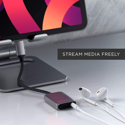 محول صوت Satechi USB-C PD - منفذ مقبس سماعة الرأس 3.5 ملم وشحن PD 3.0 - متوافق مع iPad Mini 6 Gen، 2022 iPad Air M1، 2021 iPad Por M1، 2020/2018 iPad Pro، 2020 iPad Air والمزيد in Kuwait