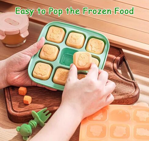 صينية تجميد من السيليكون مع غطاء، حاوية تخزين طعام لأغذية الأطفال محلية الصنع والخضروات ومهروس الفاكهة ومغذية حليب الثدي ومجموعة صغيرة من القضم، وقوالب مصاصات حليب الثدي، 3 عبوات (صغيرة) in Kuwait