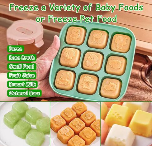 صينية تجميد من السيليكون مع غطاء، حاوية تخزين طعام لأغذية الأطفال محلية الصنع والخضروات ومهروس الفاكهة ومغذية حليب الثدي ومجموعة صغيرة من القضم، وقوالب مصاصات حليب الثدي، 3 عبوات (صغيرة) in Kuwait