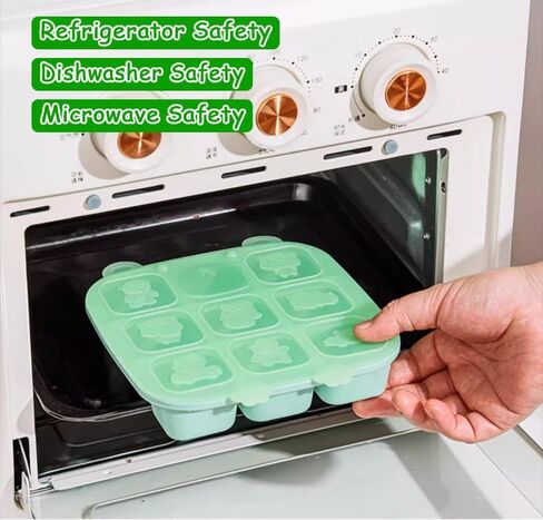 صينية تجميد من السيليكون مع غطاء، حاوية تخزين طعام لأغذية الأطفال محلية الصنع والخضروات ومهروس الفاكهة ومغذية حليب الثدي ومجموعة صغيرة من القضم، وقوالب مصاصات حليب الثدي، 3 عبوات (صغيرة) in Kuwait