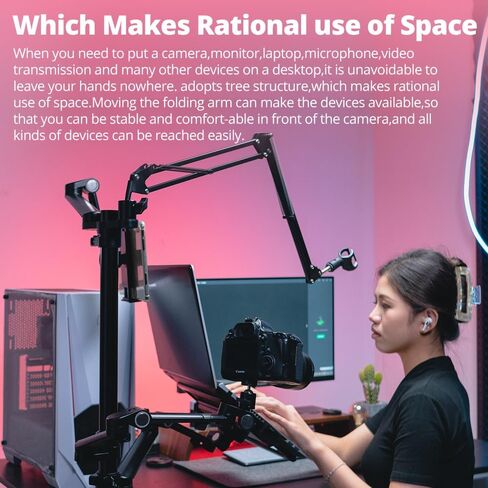 شاشة AMBITFUL/حامل كمبيوتر محمول، حامل ذراع مزدوج قابل للتعديل 4 في 1، حامل/حامل ذراع مكتب واحد لشاشات كمبيوتر LCD مقاس 17 إلى 32 بوصة، صينية إضافية تناسب أجهزة الكمبيوتر المحمولة مقاس 12 إلى 17 بوصة in Kuwait