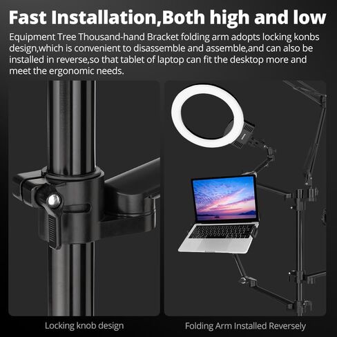 شاشة AMBITFUL/حامل كمبيوتر محمول، حامل ذراع مزدوج قابل للتعديل 4 في 1، حامل/حامل ذراع مكتب واحد لشاشات كمبيوتر LCD مقاس 17 إلى 32 بوصة، صينية إضافية تناسب أجهزة الكمبيوتر المحمولة مقاس 12 إلى 17 بوصة in Kuwait