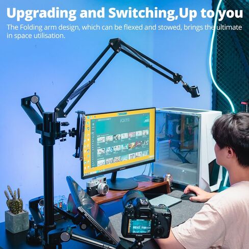 شاشة AMBITFUL/حامل كمبيوتر محمول، حامل ذراع مزدوج قابل للتعديل 4 في 1، حامل/حامل ذراع مكتب واحد لشاشات كمبيوتر LCD مقاس 17 إلى 32 بوصة، صينية إضافية تناسب أجهزة الكمبيوتر المحمولة مقاس 12 إلى 17 بوصة in Kuwait