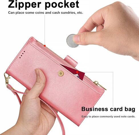 Antsturdy Samsung Galaxy Note 8 Wallet case with Card Holder for Women Men,Galaxy Note 8 Phone case RFID Blocking PU Leather Flip Shockproof Cover with Strap Zipper Credit Card Slots,Black in Saudi Arabia