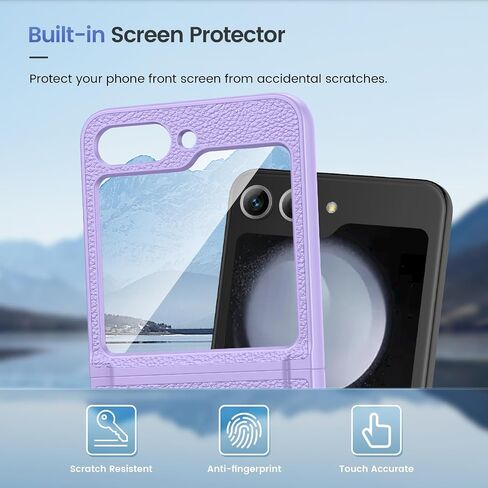 Maxdara for Z Flip 5 Case, Samsung Z Flip 5 Case with Hinge Protection & Rotatable Kickstand Ring Holder & Built-in Front Screen Protector Protective Phone Case for Galaxy Z Flip 5 5G 2023 (Black) in Saudi Arabia