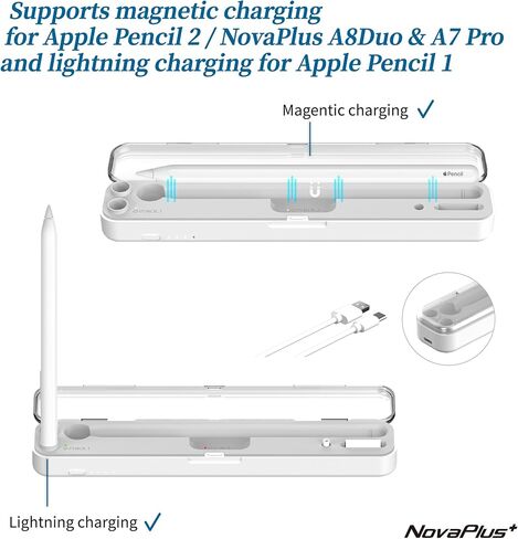 NovaPlus 2 in 1 Apple Pencil Charging Case for Apple Pencil 2nd & 1st Generation, Magnetic Wireless Apple Pencil Charger for Pencil 2nd Gen, Portable Battery/Carrying Charging (Wired Version) in Saudi Arabia