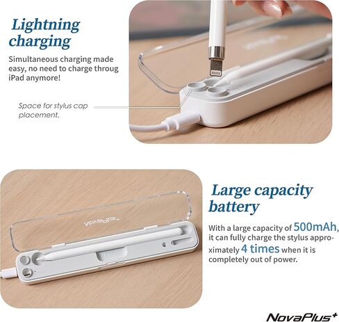 NovaPlus 2 in 1 Apple Pencil Charging Case for Apple Pencil 2nd & 1st Generation, Magnetic Wireless Apple Pencil Charger for Pencil 2nd Gen, Portable Battery/Carrying Charging (Wired Version) in Saudi Arabia