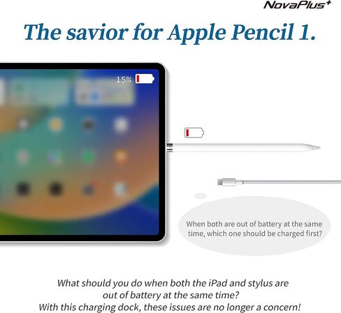 NovaPlus 2 in 1 Apple Pencil Charging Case for Apple Pencil 2nd & 1st Generation, Magnetic Wireless Apple Pencil Charger for Pencil 2nd Gen, Portable Battery/Carrying Charging (Wired Version) in Saudi Arabia