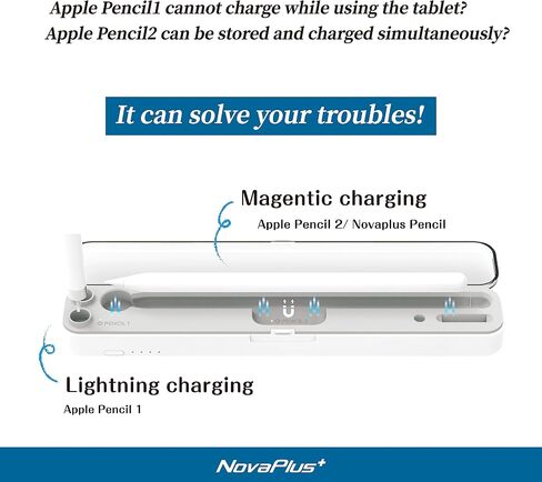 NovaPlus 2 in 1 Apple Pencil Charging Case for Apple Pencil 2nd & 1st Generation, Magnetic Wireless Apple Pencil Charger for Pencil 2nd Gen, Portable Battery/Carrying Charging (Wired Version) in Saudi Arabia