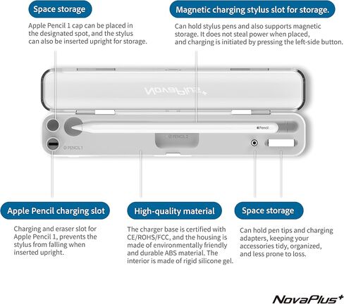 NovaPlus 2 in 1 Apple Pencil Charging Case for Apple Pencil 2nd & 1st Generation, Magnetic Wireless Apple Pencil Charger for Pencil 2nd Gen, Portable Battery/Carrying Charging (Wired Version) in Saudi Arabia