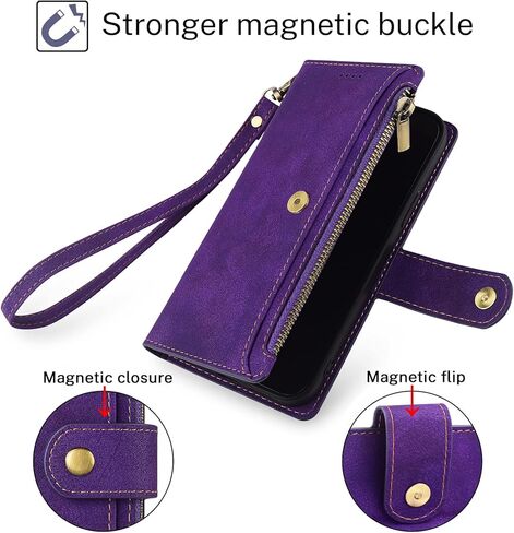 Antsturdy سامسونج غالاكسي ملاحظة 8 حالة المحفظة مع حامل بطاقة للنساء الرجال، غالاكسي ملاحظة 8 حالة الهاتف RFID حجب بو الجلود الوجه غطاء مقاوم للصدمات مع حزام سحاب فتحات بطاقة الائتمان، النبيذ الأحمر in Kuwait