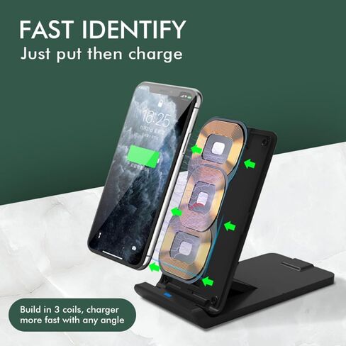 شاحن لاسلكي، محطة شحن سريعة 15 وات لهاتف iPhone 15 14 13 12 Pro XR XS 8 Plus Samsung Galaxy S23 S22 S21 S20 Note 20 10 Google إلخ in Saudi Arabia