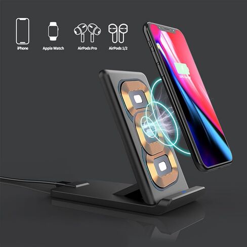 شاحن لاسلكي، محطة شحن سريعة 15 وات لهاتف iPhone 15 14 13 12 Pro XR XS 8 Plus Samsung Galaxy S23 S22 S21 S20 Note 20 10 Google إلخ in Saudi Arabia